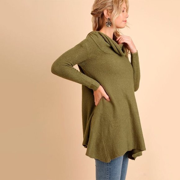 UMGEE Off Shoulder Oatmeal Sweater Tunic Sz S - Picture 1 of 9